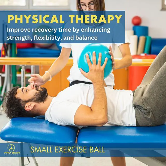 Alt view image 7 of 7 - Small Exercise Ball - 9 Inch Workout Ball for Stability, Barre, Yoga, Core & Physical Therapy, Home Gym & Office Use (Blue)