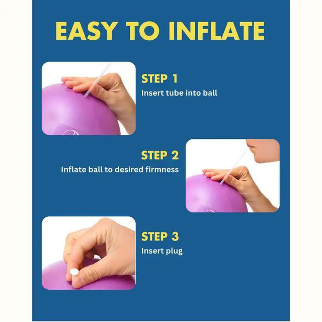 Alt view image 6 of 7 - Small Exercise Ball - 9 Inch Workout Ball for Stability, Barre, Yoga, Core & Physical Therapy, Home Gym & Office Use (Blue)