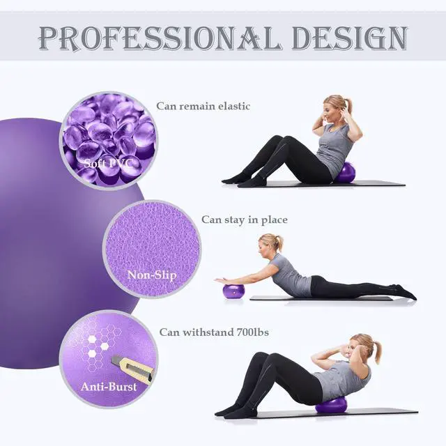Alt view image 3 of 6 - Soft Pilates Ball 9 Inch, Ideal Small Exercise Ball Between Knee Squeeze for Physical Therapy Yoga Core Medicine Abs Pt Bouncy, Mini Rubber Fitball Barre Workout Equipment for Women Men Kid Toddler