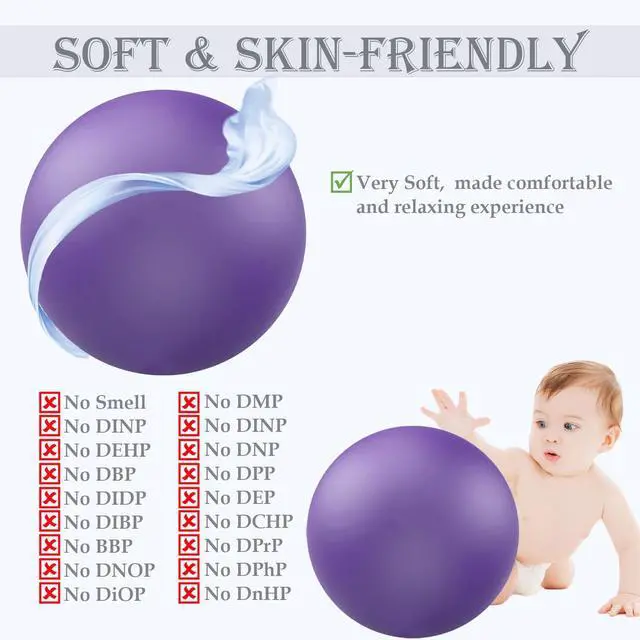 Alt view image 4 of 6 - Soft Pilates Ball 9 Inch, Ideal Small Exercise Ball Between Knee Squeeze for Physical Therapy Yoga Core Medicine Abs Pt Bouncy, Mini Rubber Fitball Barre Workout Equipment for Women Men Kid Toddler