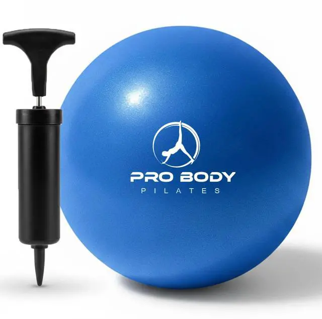 Main image of Small Exercise Ball with Pump - 9 Inch Workout Ball for Stability, Barre, Yoga, Core & Physical Therapy, Home Gym & Office Use (Blue)