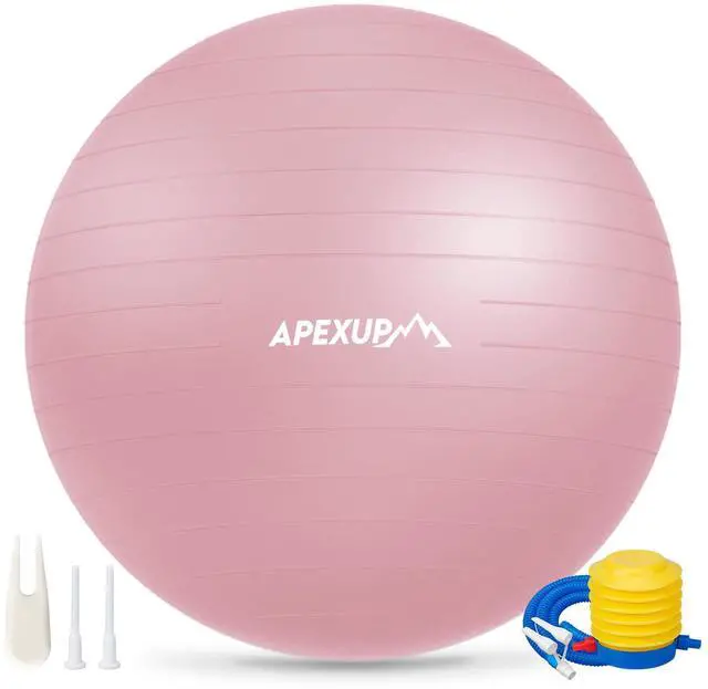 Main image of Yoga Ball Exercise Ball Anti Slip Heavy Duty for Fitness, Balance & Core Workout, Balance Training, Pregnancy & Physical Therapy, 5 Sizes (M (19"~22) 55cm, Pink)