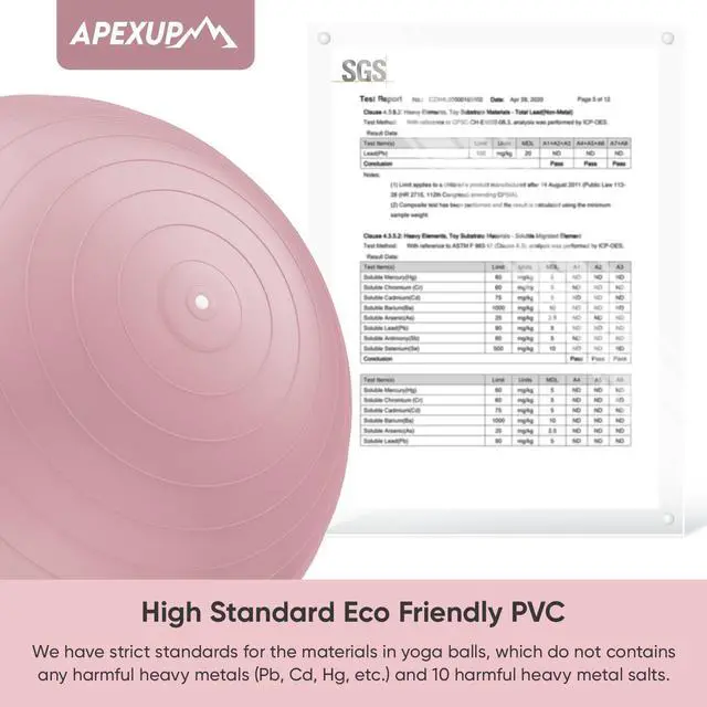 Alt view image 6 of 7 - Yoga Ball Exercise Ball Anti Slip Heavy Duty for Fitness, Balance & Core Workout, Balance Training, Pregnancy & Physical Therapy, 5 Sizes (M (19"~22) 55cm, Pink)