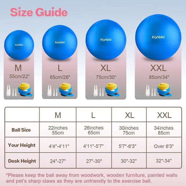 Alt view image 6 of 7 - Exercise Ball, Extra Thick Yoga Ball for Workout Pregnancy Stability, 4 Sizes Anti-Burst Balance Ball with Foot Pump - Heavy Duty Fitness Ball Chair for Office, Home & Gym