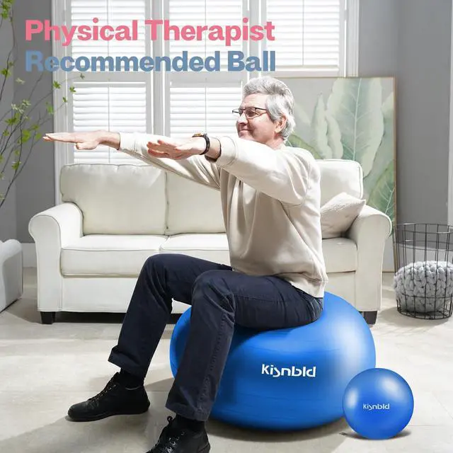 Alt view image 5 of 7 - Exercise Ball, Extra Thick Yoga Ball for Workout Pregnancy Stability, 4 Sizes Anti-Burst Balance Ball with Foot Pump - Heavy Duty Fitness Ball Chair for Office, Home & Gym