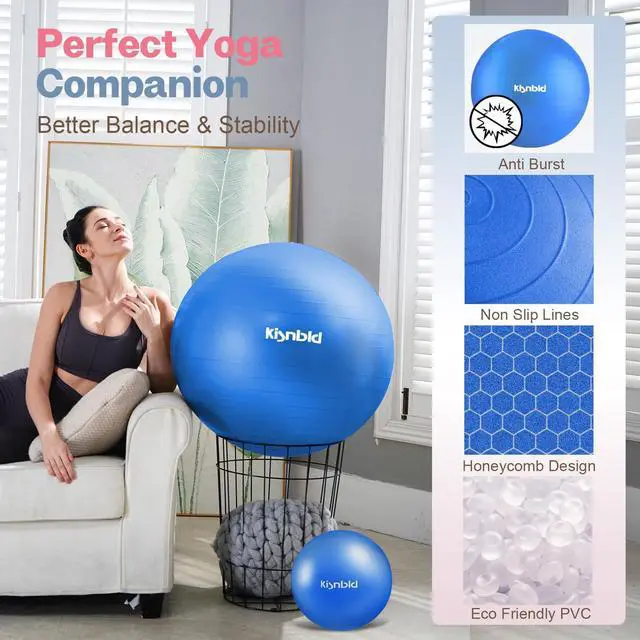 Alt view image 4 of 7 - Exercise Ball, Extra Thick Yoga Ball for Workout Pregnancy Stability, 4 Sizes Anti-Burst Balance Ball with Foot Pump - Heavy Duty Fitness Ball Chair for Office, Home & Gym