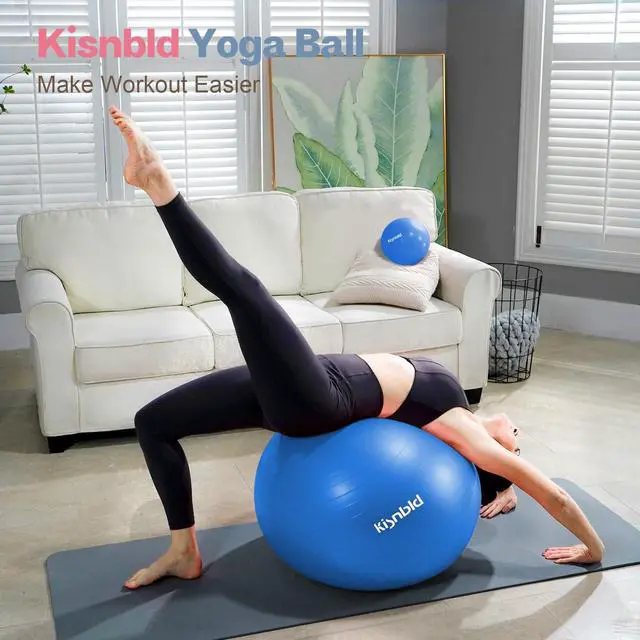 Alt view image 2 of 7 - Exercise Ball, Extra Thick Yoga Ball for Workout Pregnancy Stability, 4 Sizes Anti-Burst Balance Ball with Foot Pump - Heavy Duty Fitness Ball Chair for Office, Home & Gym