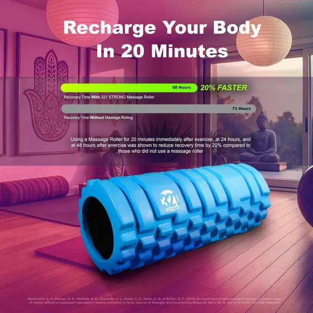 Alt view image 4 of 7 - Foam Roller - Medium Density Deep Tissue Massager for Muscle Massage and Myofascial Trigger Point Release, with 4K eBook - Blue