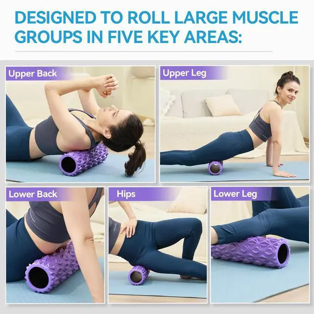 Alt view image 5 of 6 - Foam Roller - 15 inch Deep Tissue Massager for Muscle Massage, Myofascial Trigger Point Release, Exercise, Yoga, Pilates & Stretching(Purple)