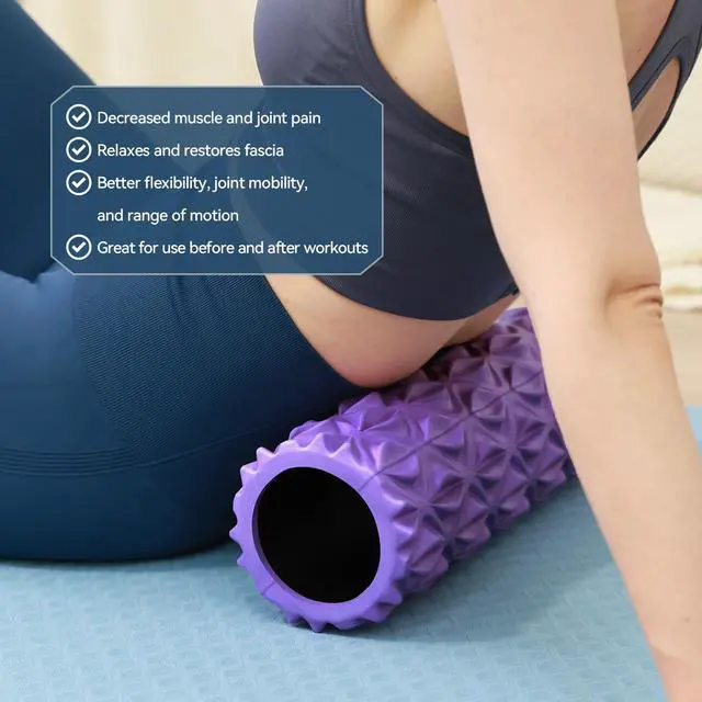 Alt view image 4 of 6 - Foam Roller - 15 inch Deep Tissue Massager for Muscle Massage, Myofascial Trigger Point Release, Exercise, Yoga, Pilates & Stretching(Purple)