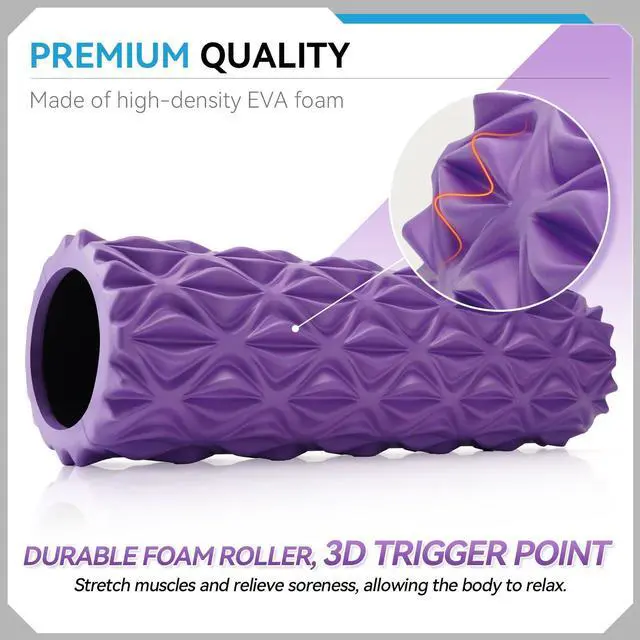 Alt view image 3 of 6 - Foam Roller - 15 inch Deep Tissue Massager for Muscle Massage, Myofascial Trigger Point Release, Exercise, Yoga, Pilates & Stretching(Purple)