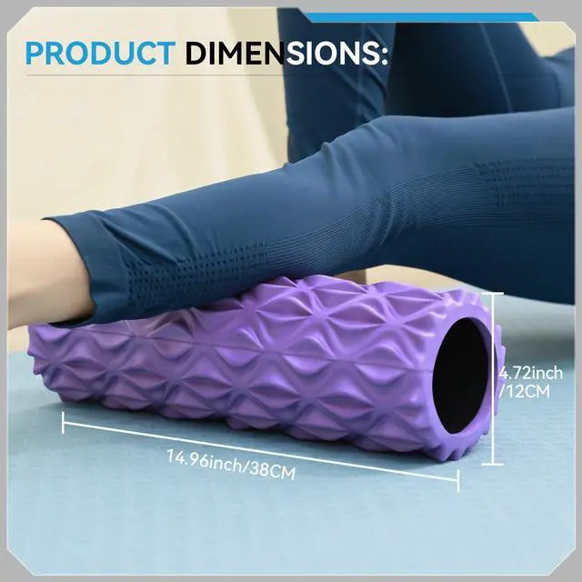 Alt view image 2 of 6 - Foam Roller - 15 inch Deep Tissue Massager for Muscle Massage, Myofascial Trigger Point Release, Exercise, Yoga, Pilates & Stretching(Purple)