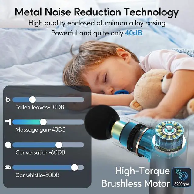 Alt view image 6 of 6 - Massage Gun Deep Tissue, Balance of Power & Portability Full-Metal Percussion Massager with Silent Brushless Motor - Ultra-Quiet Pocket-Sized for Athletes Back Pain Relief Home Office Travel