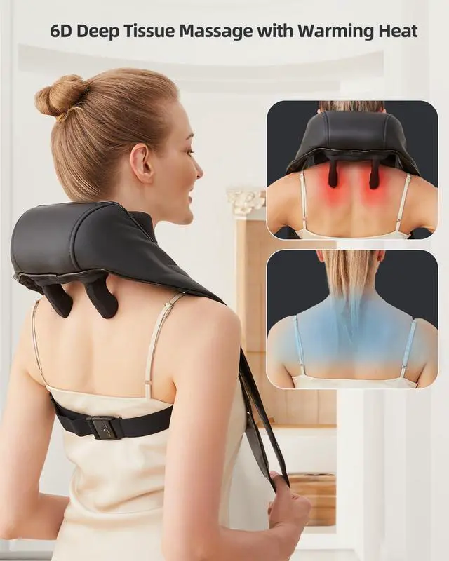 Alt view image 3 of 6 - Cordless Neck and Shoulder Massager with Soothing Heat, Upgarded 6D Deep Tissue Kneading, Shiatsu Massager for Neck,Shoulder,Back, Gifts for Men Women Mom Dad