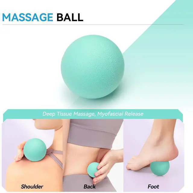 Alt view image 5 of 7 - 5 in 1 Foam Roller Set, High Density Fitness Exercise Foam Roller for Deep Tissue Muscle Massage, Massage Roller, Massage Ball, Resistance Band, for Whole Body(Tiffany Green)