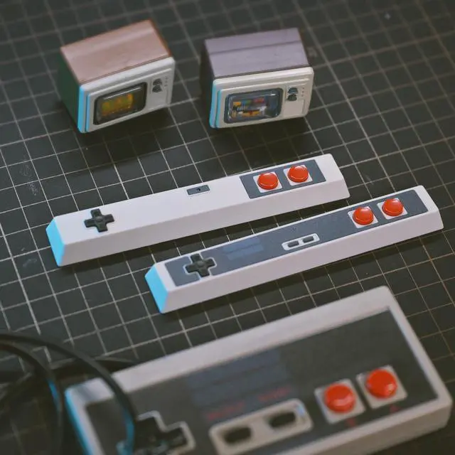 Alt view image 2 of 6 - Retro Spacebar Keycaps Classic Controller-Shaped Space Bar ABS 6.25U OEM Profile Double Shot Custom Keycaps Artisan Keycap for MX Switch Mechanical Keyboard (Type-B-White)