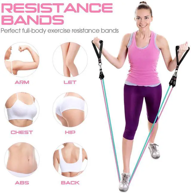 Alt view image 3 of 6 - Resistance Bands for Working Out, 150LBS Exercise Bands, Workout Bands, Resistance Bands Set with Handles for Men Women, Legs Ankle Straps for Muscle Training