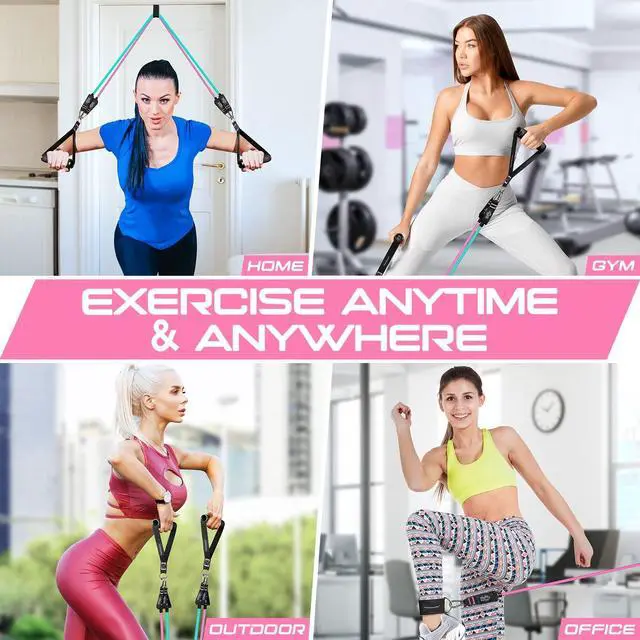 Alt view image 5 of 6 - Resistance Bands for Working Out, 150LBS Exercise Bands, Workout Bands, Resistance Bands Set with Handles for Men Women, Legs Ankle Straps for Muscle Training