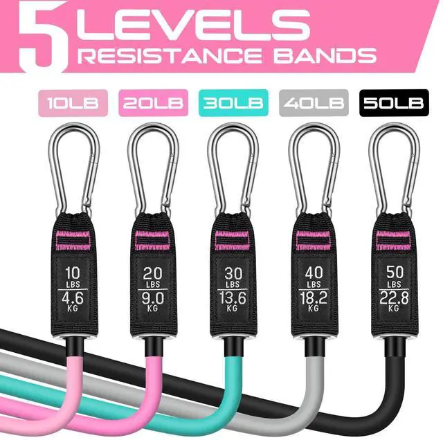 Alt view image 2 of 6 - Resistance Bands for Working Out, 150LBS Exercise Bands, Workout Bands, Resistance Bands Set with Handles for Men Women, Legs Ankle Straps for Muscle Training