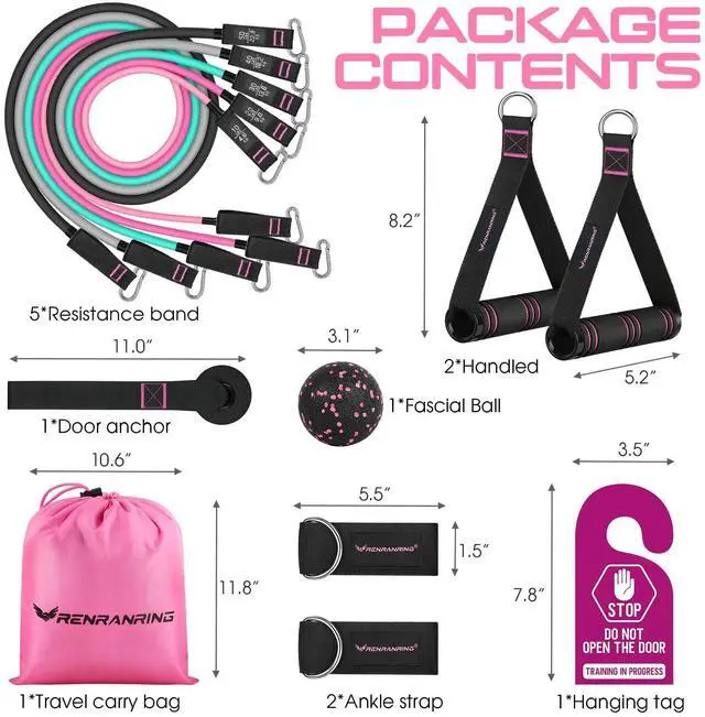Alt view image 4 of 6 - Resistance Bands for Working Out, 150LBS Exercise Bands, Workout Bands, Resistance Bands Set with Handles for Men Women, Legs Ankle Straps for Muscle Training