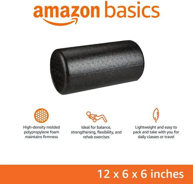 Alt view image 2 of 3 - High-Density Foam Roller for Exercise and Recovery, 12 Inches, Black