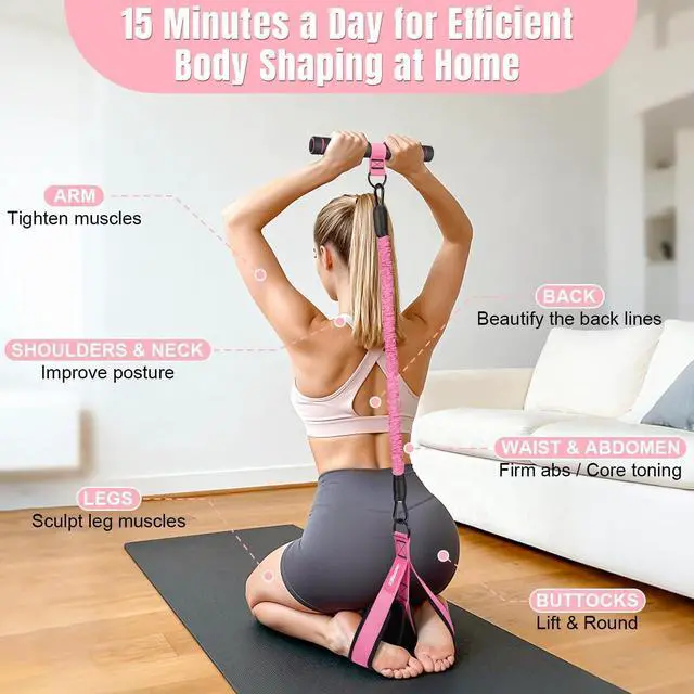 Alt view image 3 of 7 - Upgraded Multifunction Pedal Resistance Band with Handle, 3 Tube Adjustable Resistance Bands for Abdomen, Waist, Arm, Core/ABS, Leg Workout - Sit Up Exercise Equipment for Women