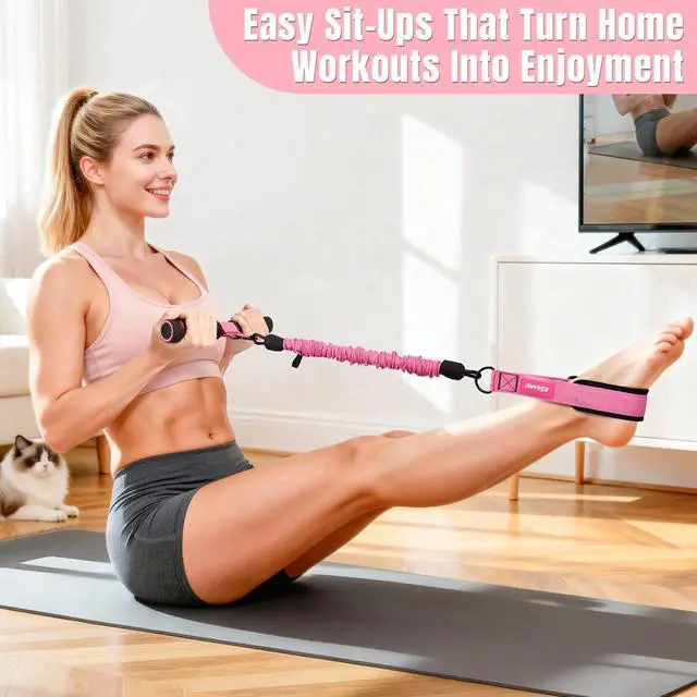 Alt view image 2 of 7 - Upgraded Multifunction Pedal Resistance Band with Handle, 3 Tube Adjustable Resistance Bands for Abdomen, Waist, Arm, Core/ABS, Leg Workout - Sit Up Exercise Equipment for Women