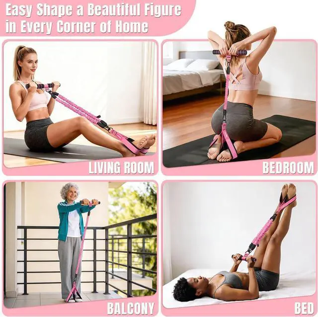 Alt view image 6 of 7 - Upgraded Multifunction Pedal Resistance Band with Handle, 3 Tube Adjustable Resistance Bands for Abdomen, Waist, Arm, Core/ABS, Leg Workout - Sit Up Exercise Equipment for Women
