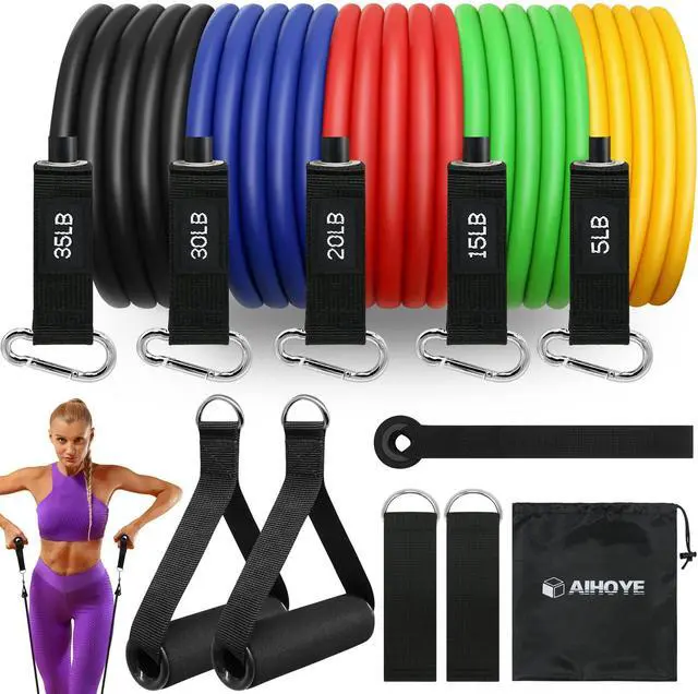 Main image of Resistance Band Set: 105LB (5-35LB) Workout Bands with Handles & Accessories - Eco Friendly Latex - For Exercise, Yoga, Pilates & More