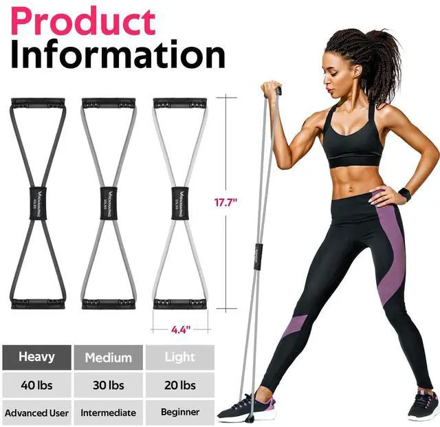 Alt view image 3 of 7 - Bands, Figure 8 Fitness Exercise Bands with Handles - 8 Shaped Resistance Bands of 3 for Arm and Shoulder Stretch, Rope 8 Word Elastic for Women and Men