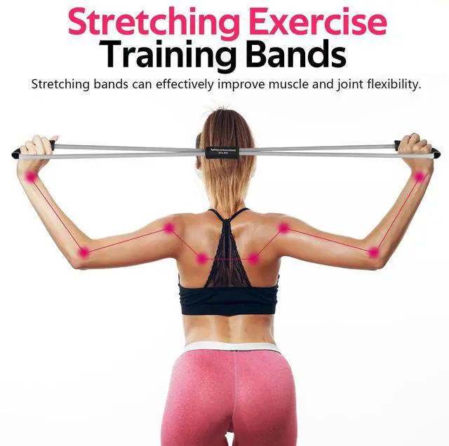 Alt view image 4 of 7 - Bands, Figure 8 Fitness Exercise Bands with Handles - 8 Shaped Resistance Bands of 3 for Arm and Shoulder Stretch, Rope 8 Word Elastic for Women and Men