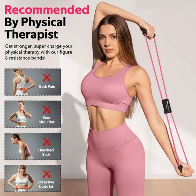 Alt view image 5 of 7 - Bands, Figure 8 Fitness Exercise Bands with Handles - 8 Shaped Resistance Bands of 3 for Arm and Shoulder Stretch, Rope 8 Word Elastic for Women and Men