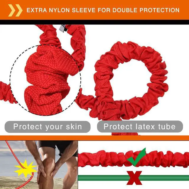 Alt view image 3 of 6 - 14 PCS Resistance Bands Set, Exercise Tubes, 20lbs to 40lbs Workout Bands with Handles Protective Nylon Sleeves Door Anchor Ankle Strap, Elastic Exercise Bands for Men Women - up to 150lbs