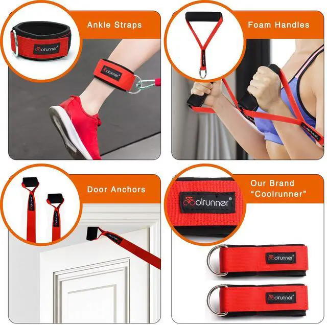 Alt view image 6 of 6 - 14 PCS Resistance Bands Set, Exercise Tubes, 20lbs to 40lbs Workout Bands with Handles Protective Nylon Sleeves Door Anchor Ankle Strap, Elastic Exercise Bands for Men Women - up to 150lbs