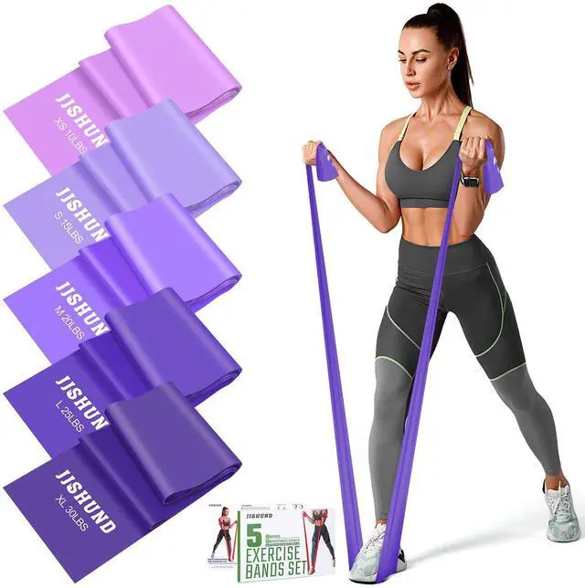 Main image of Resistance Bands Set, 5 Pcs Exercise Bands Elastic Stretch Bands for Fitness Yoga Pilates Stretching Strength Training, Workout Bands for Home Gym