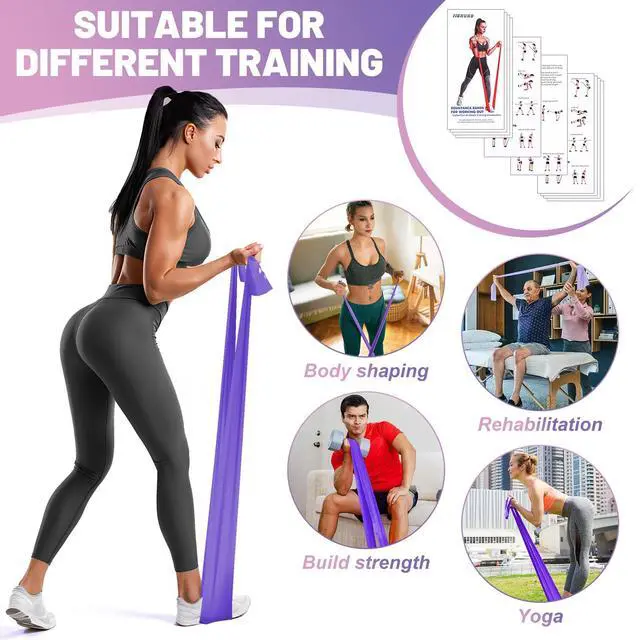 Alt view image 4 of 7 - Resistance Bands Set, 5 Pcs Exercise Bands Elastic Stretch Bands for Fitness Yoga Pilates Stretching Strength Training, Workout Bands for Home Gym