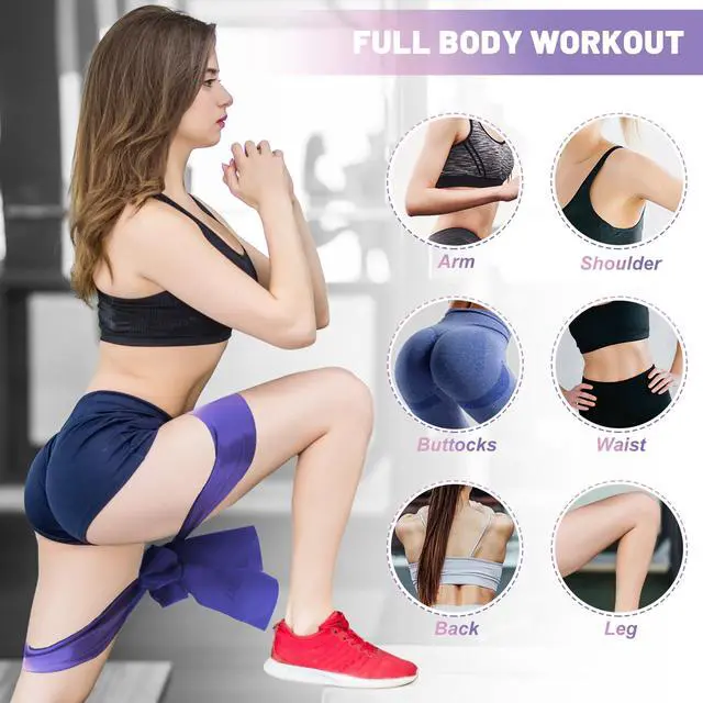 Alt view image 5 of 7 - Resistance Bands Set, 5 Pcs Exercise Bands Elastic Stretch Bands for Fitness Yoga Pilates Stretching Strength Training, Workout Bands for Home Gym