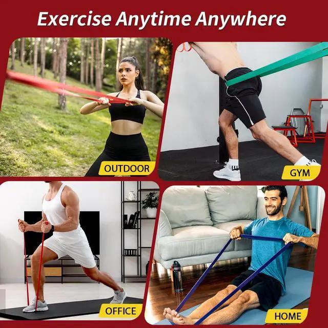 Alt view image 5 of 6 - Resistance Bands,Pull Up Assist Bands Set with Handles, Exercise & Workout Bands with Door Anchor for Men & Women Home Fitness Equipment for Strength Training, Stretching