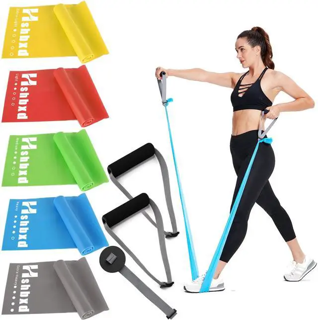 Main image of Exercise Bands Set with Handles - Latex Free Resistance Bands for Stretching, Workout, Rehab, Yoga, Pilates, Gym, Home Exercise
