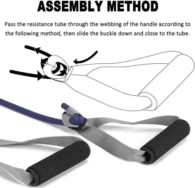 Alt view image 2 of 7 - Exercise Bands Set with Handles - Latex Free Resistance Bands for Stretching, Workout, Rehab, Yoga, Pilates, Gym, Home Exercise