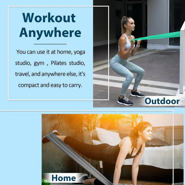 Alt view image 4 of 7 - Exercise Bands Set with Handles - Latex Free Resistance Bands for Stretching, Workout, Rehab, Yoga, Pilates, Gym, Home Exercise