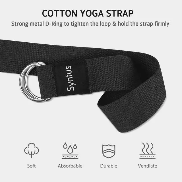 Alt view image 3 of 7 - Yoga Block and Strap Set, 2 Natural Cork Soft Non-Slip Blocks 9×6×4 inches, 8FT Metal D-Ring Strap for Yoga, General Fitness, Pilates, Stretching and Toning