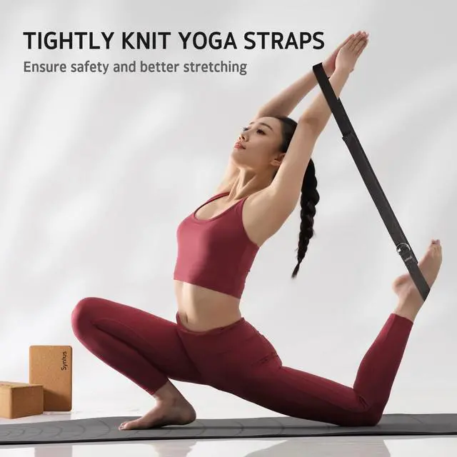 Alt view image 6 of 7 - Yoga Block and Strap Set, 2 Natural Cork Soft Non-Slip Blocks 9×6×4 inches, 8FT Metal D-Ring Strap for Yoga, General Fitness, Pilates, Stretching and Toning