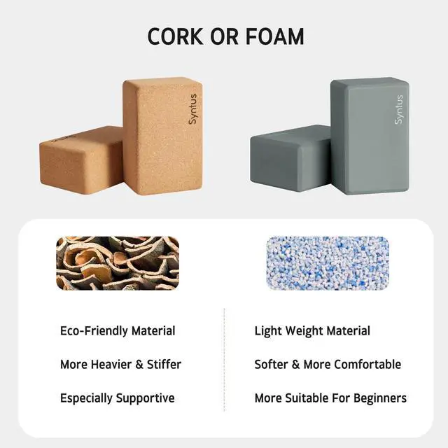 Alt view image 7 of 7 - Yoga Block and Strap Set, 2 Natural Cork Soft Non-Slip Blocks 9×6×4 inches, 8FT Metal D-Ring Strap for Yoga, General Fitness, Pilates, Stretching and Toning