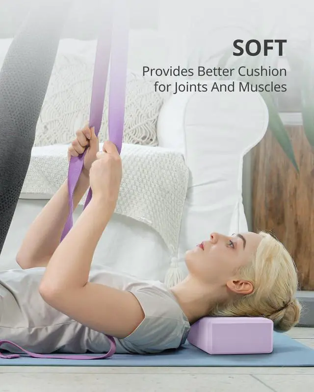 Alt view image 4 of 7 - Yoga Block, Soft Non-Slip Surface Premium Foam Blocks, Supportive, Lightweight, Odor Resistant, Yoga Accessories for Pilates Meditation General Fitness Stretching Toning (Lavender-2 Pack)