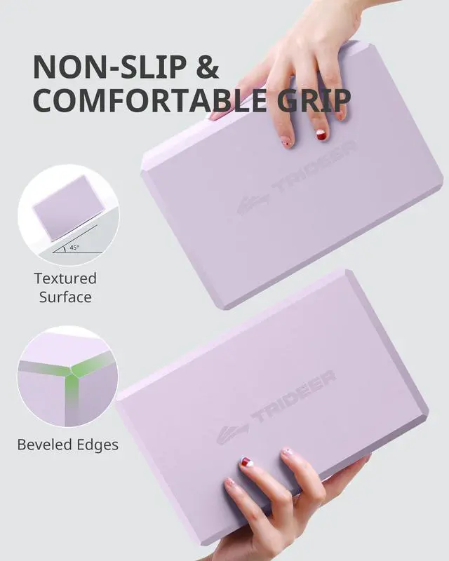 Alt view image 6 of 7 - Yoga Block, Soft Non-Slip Surface Premium Foam Blocks, Supportive, Lightweight, Odor Resistant, Yoga Accessories for Pilates Meditation General Fitness Stretching Toning (Lavender-2 Pack)