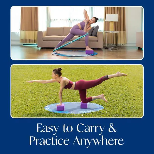 Alt view image 6 of 7 - Non-Slip Yoga Blocks 2-Pack - High Density/Lightweight EVA Foam & Natural Cork for Stability, Premium Set with E-Book Included