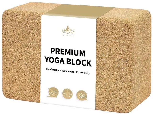 Main image of Cork Yoga Block, Natural Cork from Portuguese, Premium Brick 9"x6"x3", Eco-Friendly Yoga Accessories for Yoga, Pilates & Stretching