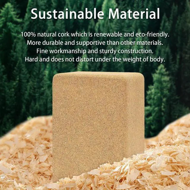 Alt view image 3 of 7 - Cork Yoga Block, Natural Cork from Portuguese, Premium Brick 9"x6"x3", Eco-Friendly Yoga Accessories for Yoga, Pilates & Stretching