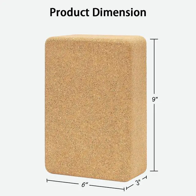 Alt view image 4 of 7 - Cork Yoga Block, Natural Cork from Portuguese, Premium Brick 9"x6"x3", Eco-Friendly Yoga Accessories for Yoga, Pilates & Stretching
